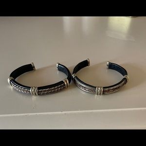 Leather cuff bracelet gold and silver